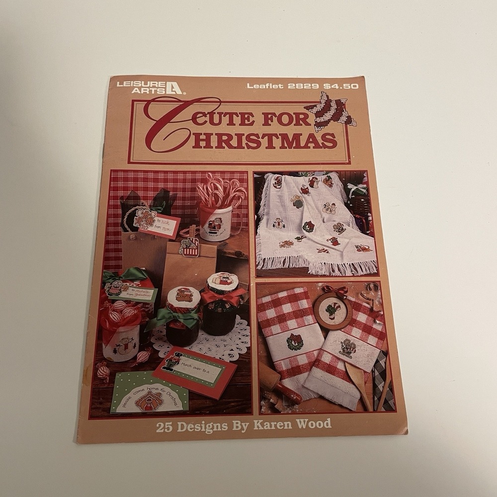 Leisure Arts Cute for Christmas Cross Stitch Pattern Booklet 1996 Vintage